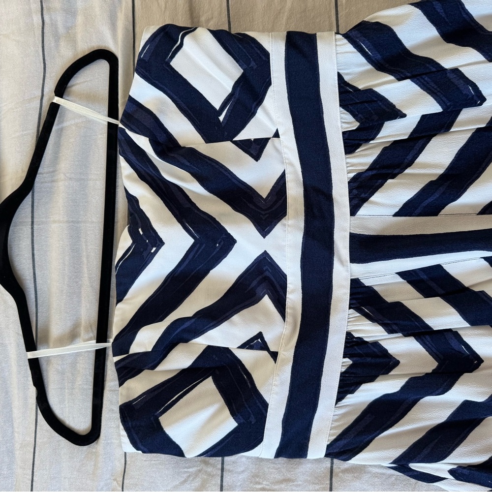 Navy and White Geometric Dress